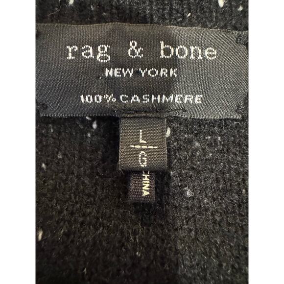 Rag & Bone 100% Cashmere Tamara Speckled Black Button Cardigan Sweater Large - Picture 5 of 7